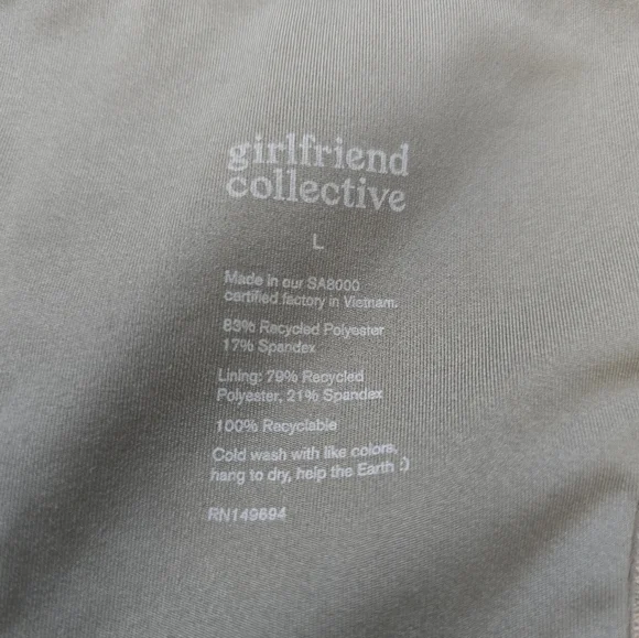 The Girlfriend Collective Sports Crop Top Size Large Green Grey - Picture 2 of 6
